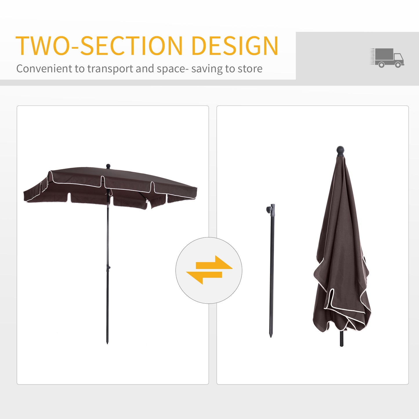 Outsunny Aluminum Umbrella Parasol-Brown