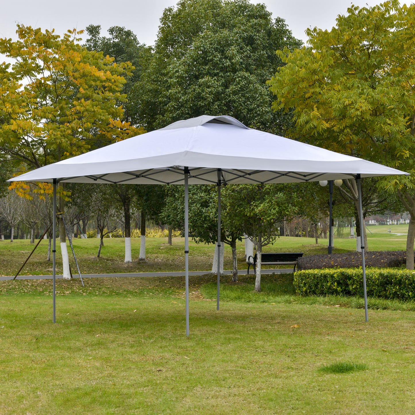 Outsunny 4 x 4m Pop-up Canopy Gazebo Tent with Roller Bag & Adjustable Legs Outdoor Party, Steel Frame, White Foldable Pop Up w/ and