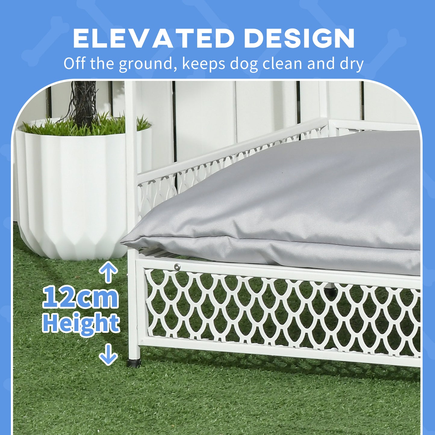 PawHut Steel Frame Dog Bed, with Water-Resistant Canopy and Cushion