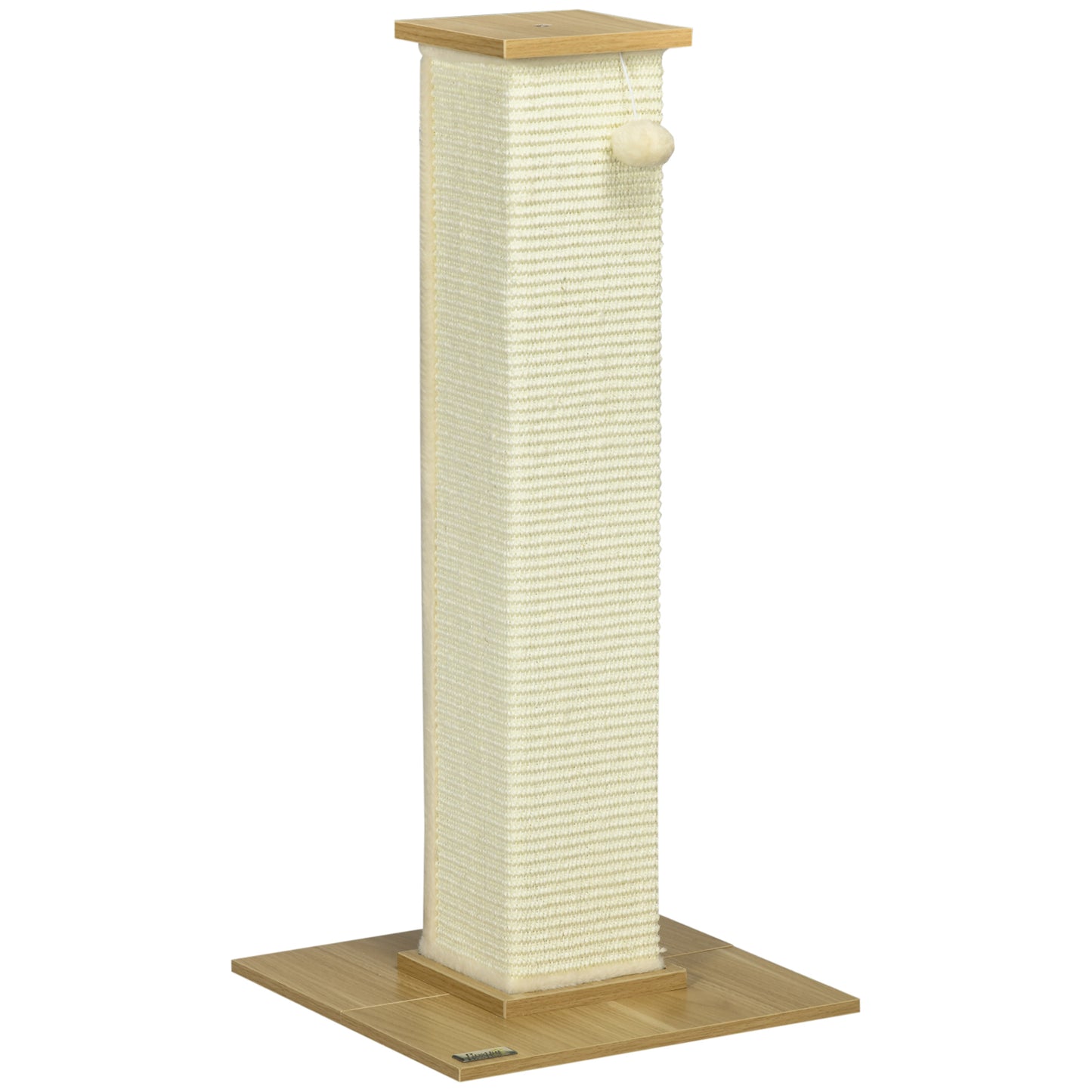 PawHut 80cm Scratching Post, with Toy Ball, Sisal Rope - White