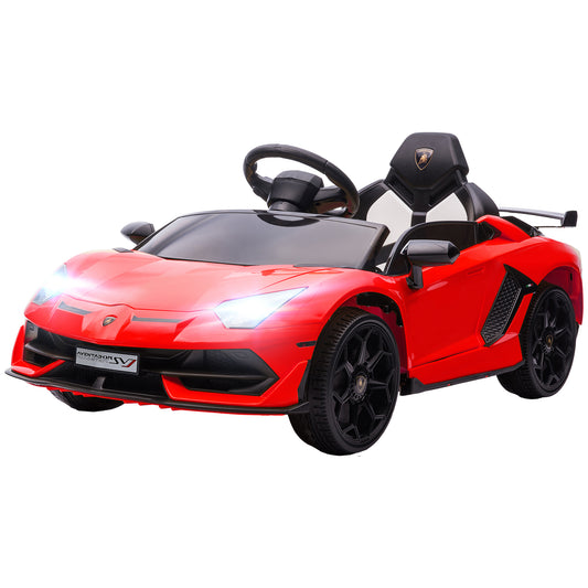 HOMCOM Lamborghini Licensed 12V kids Electric Car w/ Butterfly Doors Remote Music Horn Suspension Red
