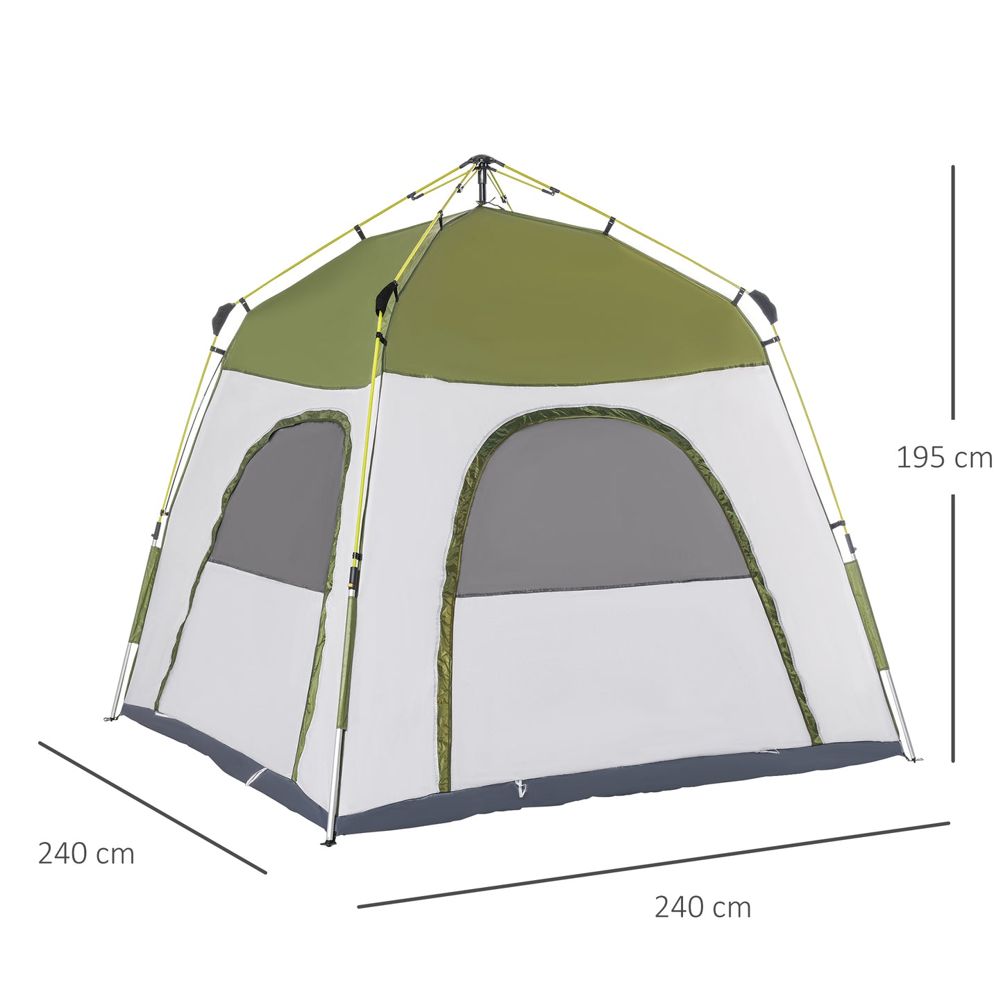 Outsunny Camping Tent, 195H cm-Army Green/Grey