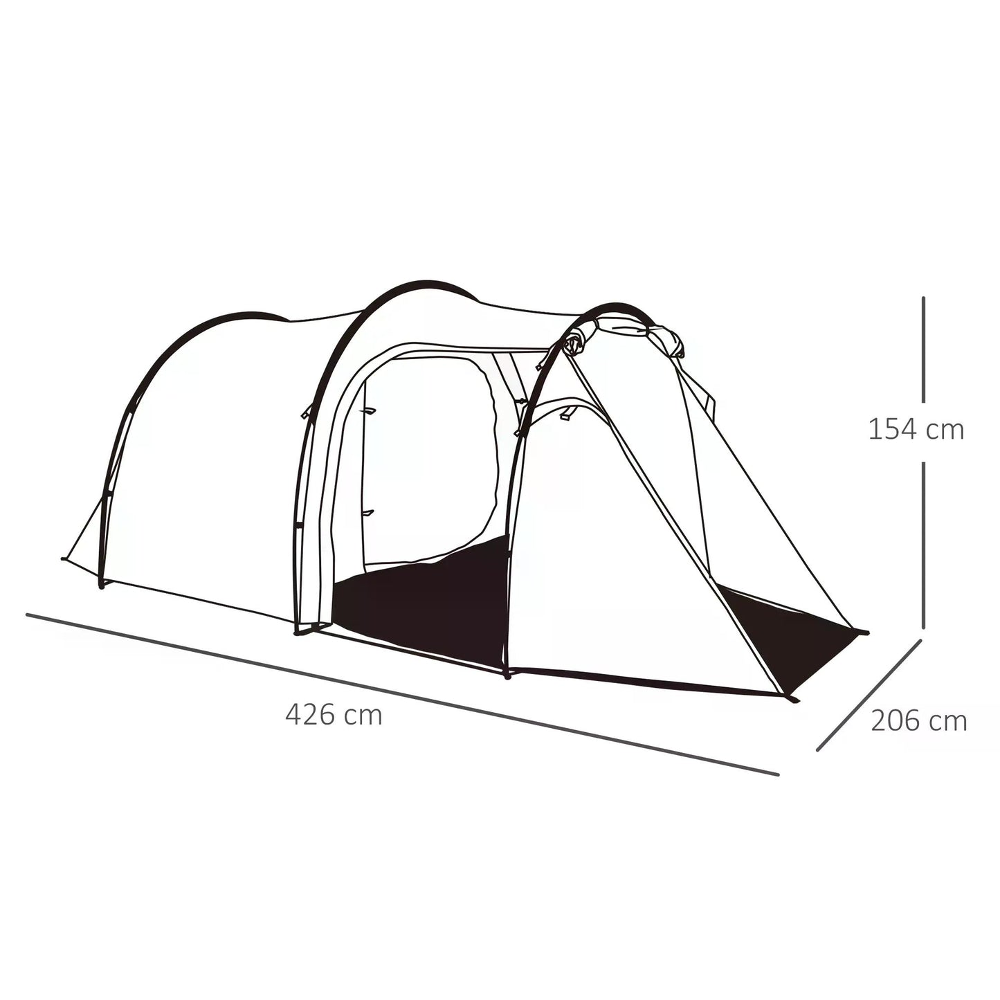 Outsunny Dome Tent for 3-4 Person Family Tent with Screened-In Porch Waterproof Dark Grey