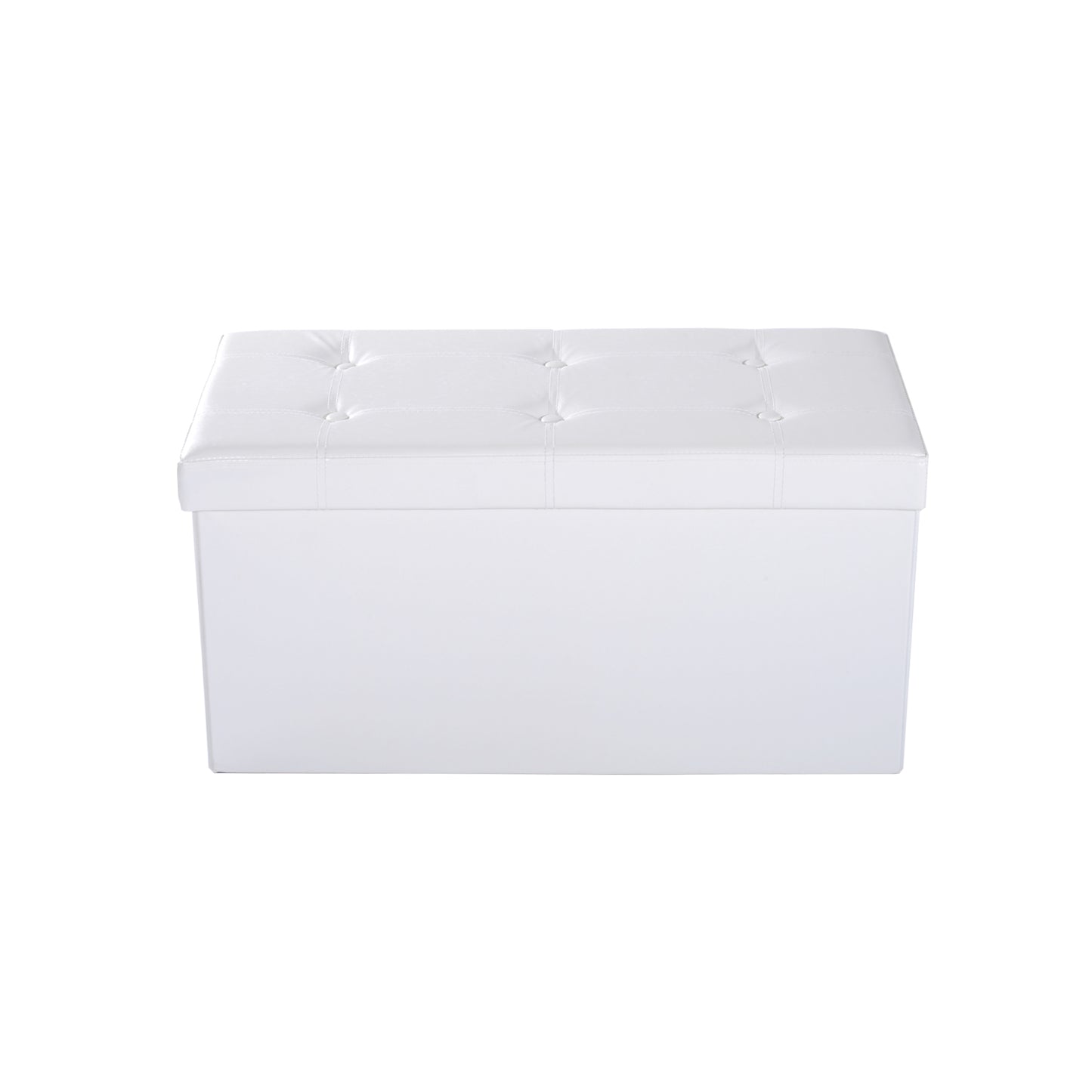 HOMCOM Storage Ottoman Bench Faux Leather Folding Storage Cube -White