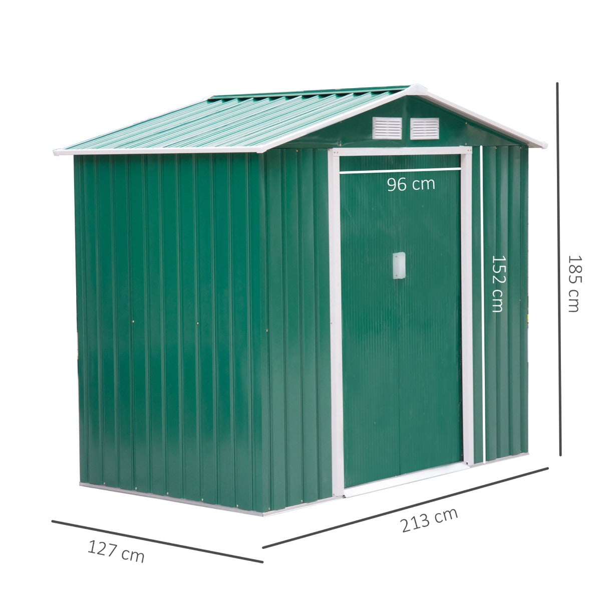 Outsunny Metal 7x4 ft Garden Shed-Green