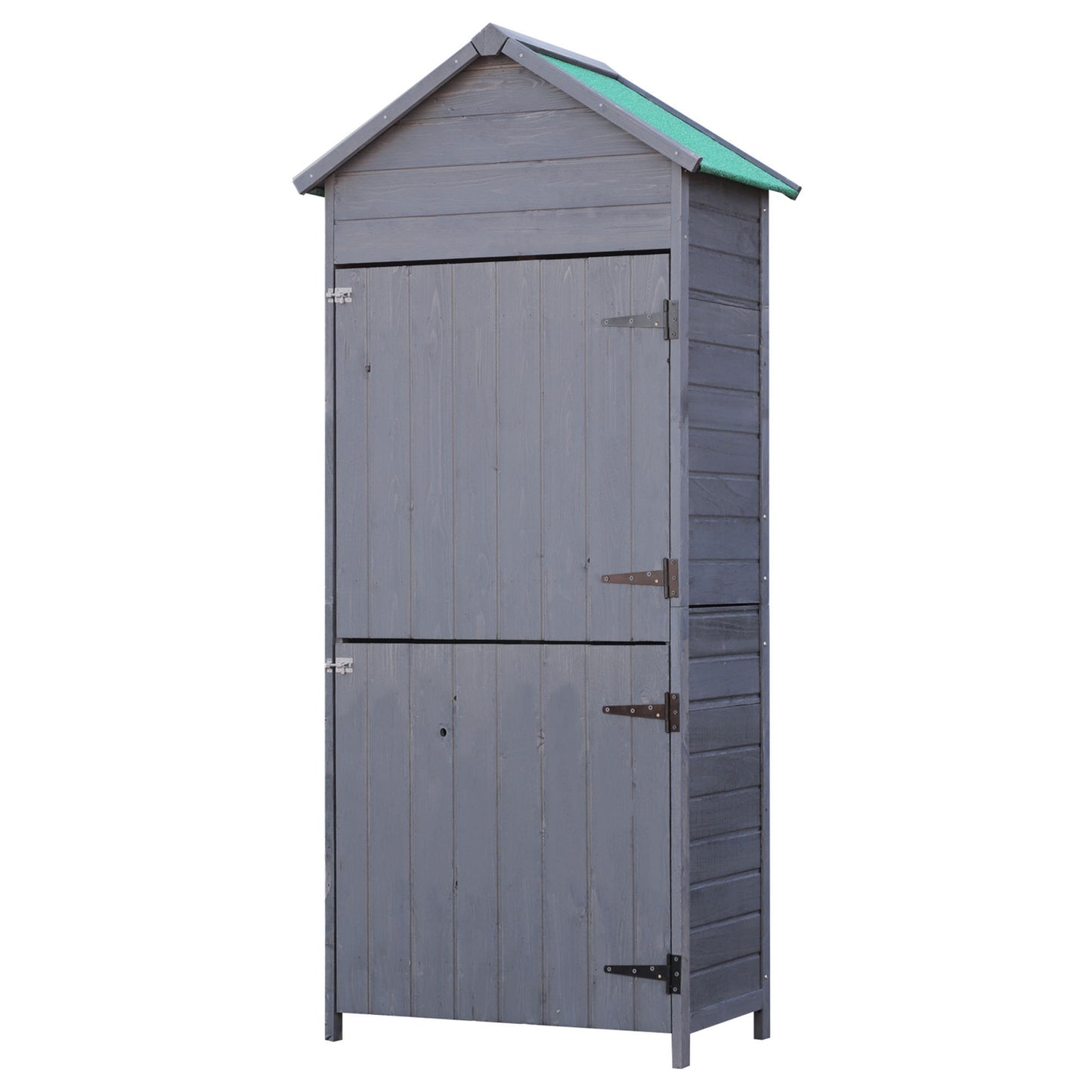 Outsunny 1.7 x 2.1ft Fir Wood Two Door Narrow Garden Shed - Grey