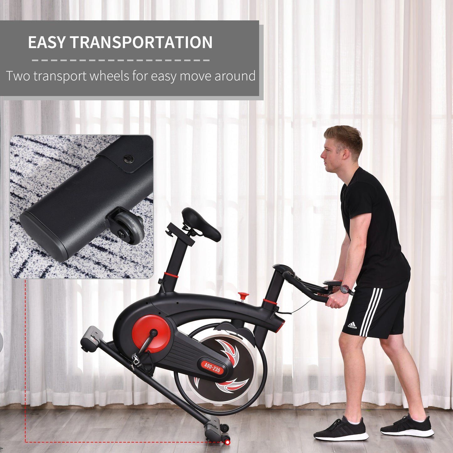 HOMCOM Upright Exercise Bike Trainer with Adjustable Resistance Seat Racing Bike Handlebar LCD Display 8 Kg Flywheel