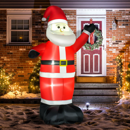 HOMCOM Inflatable 2.4m Santa Claus Xmas Decoration, W/LED lights, Polyester Fabric-Multicolour