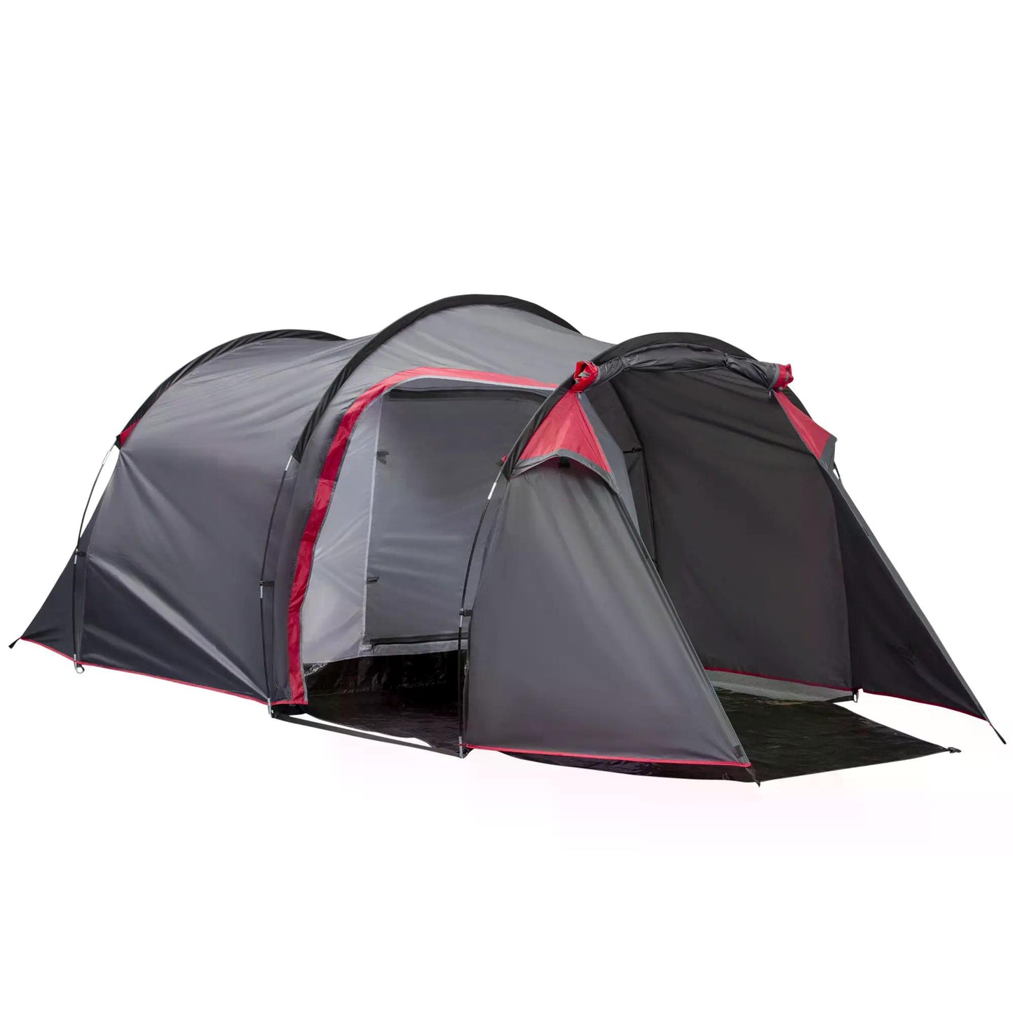 Outsunny Dome Tent for 3-4 Person Family Tent with Screened-In Porch Waterproof Dark Grey