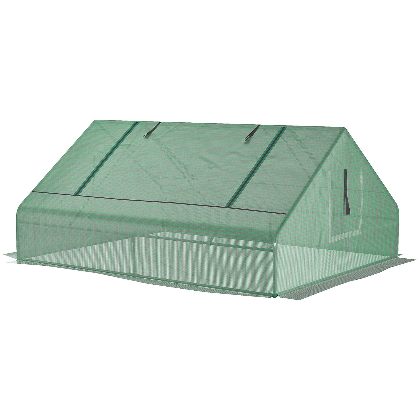Outsunny Mini Greenhouse Portable Garden Small Greenhouse with Zipped Windows and Door 180 x 140 x 80cm Dark Green