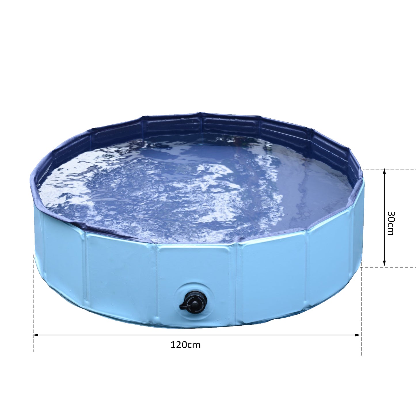 PawHut Pet Swimming Pool, Foldable, 120 cm Diameter-Blue