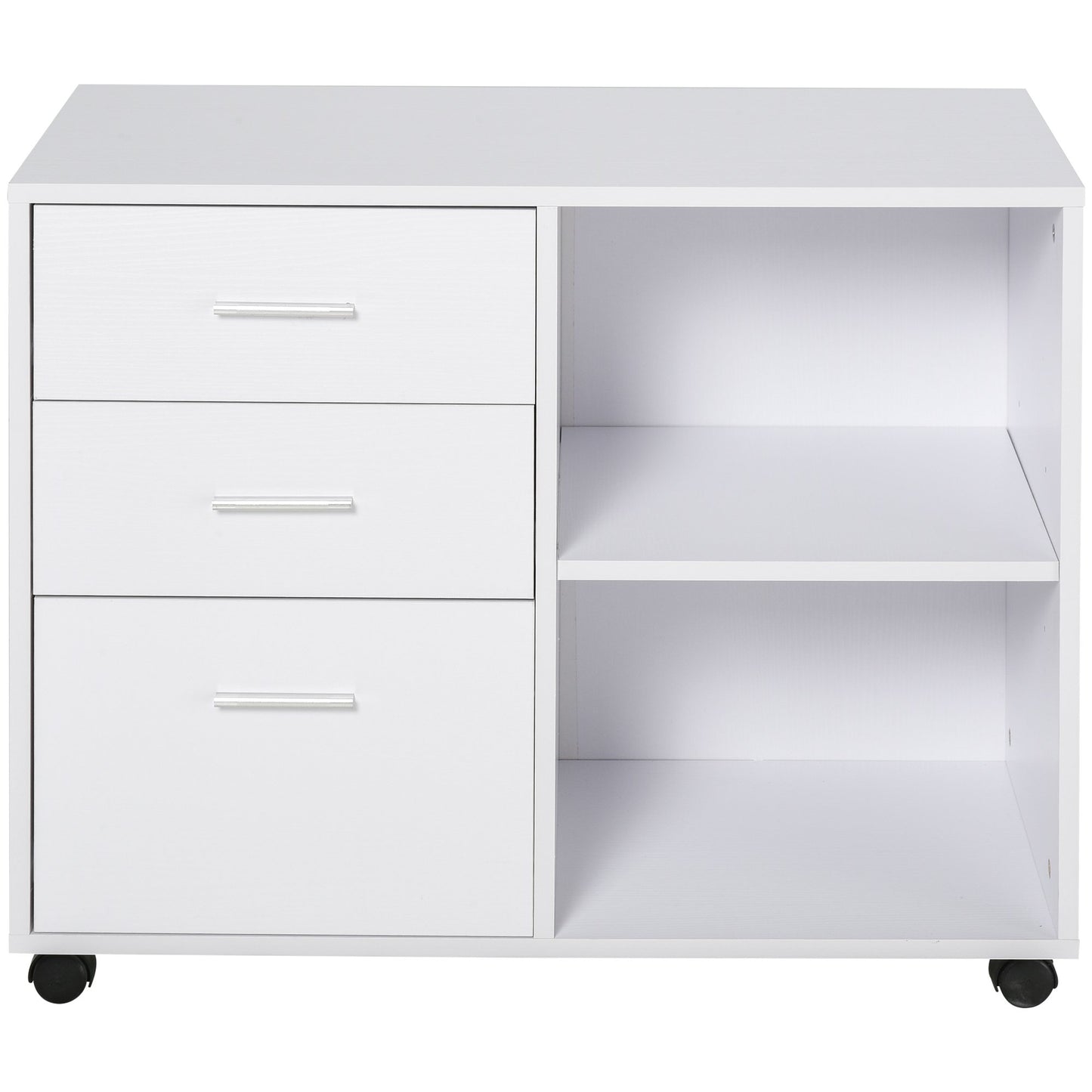 HOMCOM Particle Board Rolling Storage Cabinet White