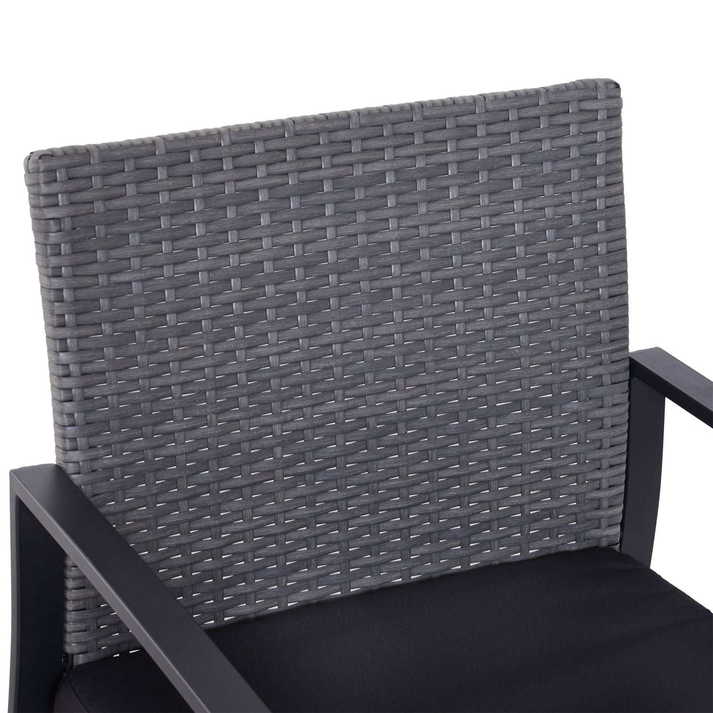 Outsunny 3 Pcs Rattan Patio Set W/ Cushions-Grey/Black
