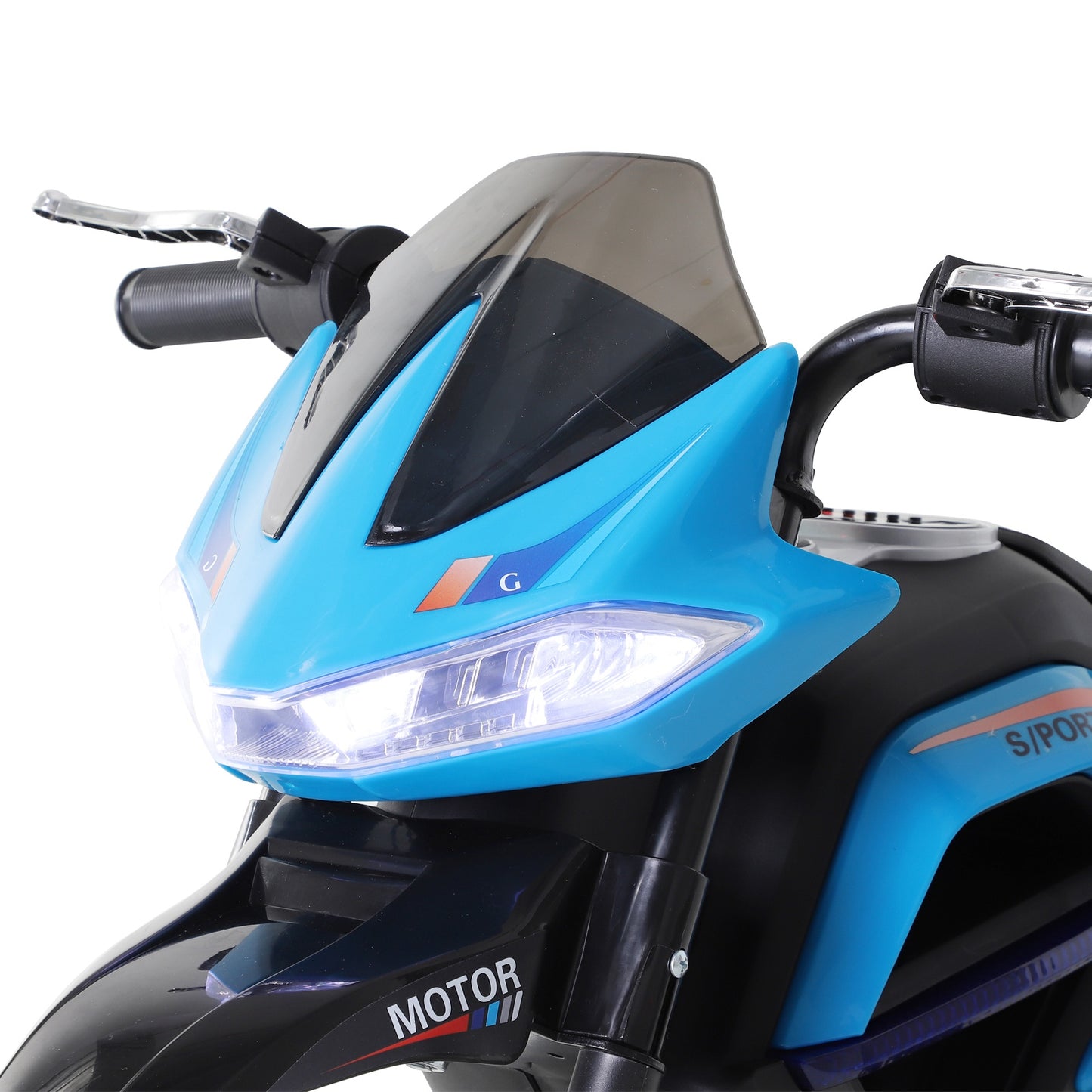 HOMCOM  Ride On Kids Electric Motorbike Scooter 6V Battery Powered w/ Brake Lights and Music Blue