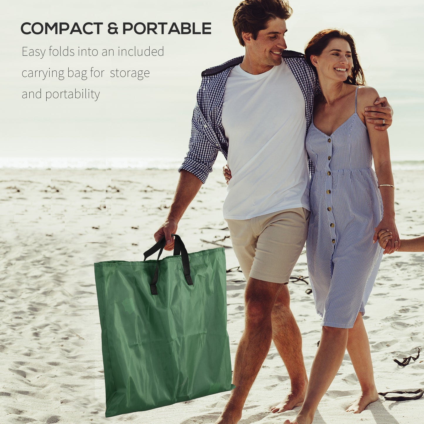 Outsunny Metal Frame PE Fabric 2 Pieces Outdoor Beach Reclining Chair Set w/ Pillow Green