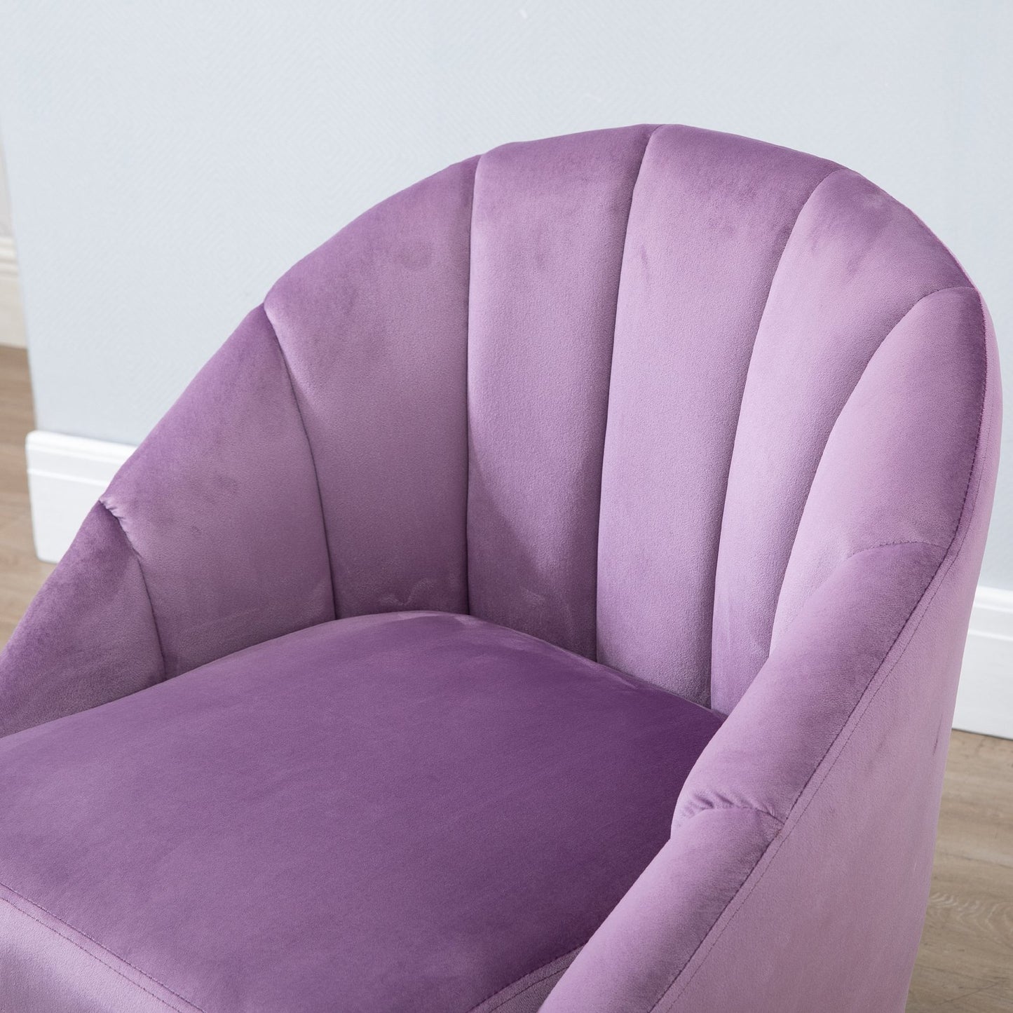 HOMCOM Decadent Single Lounge Chair in Velvet-Look Upholstery w/ Wooden Legs Purple