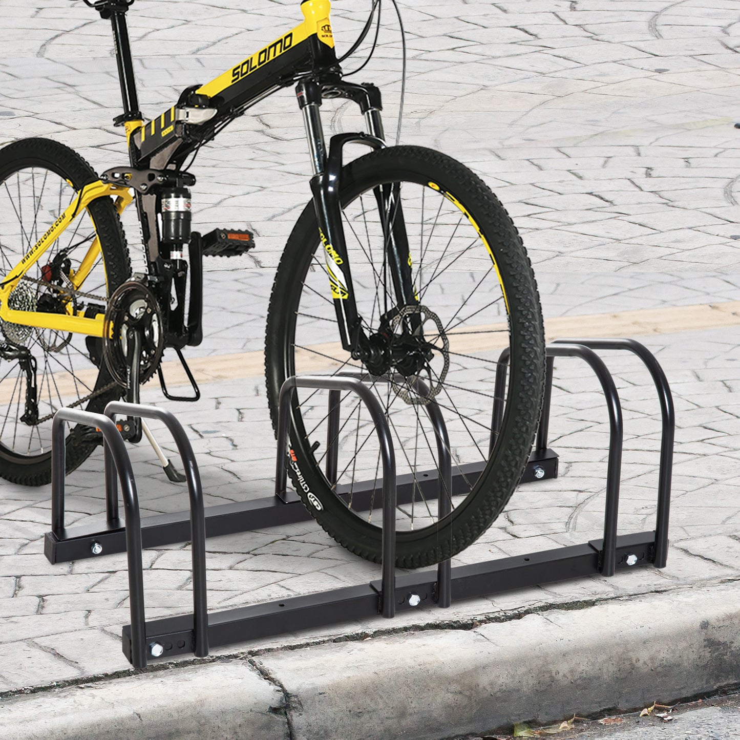 HOMCOM Bike Parking Rack, 70.5Lx33Wx27H cm, Steel-Black