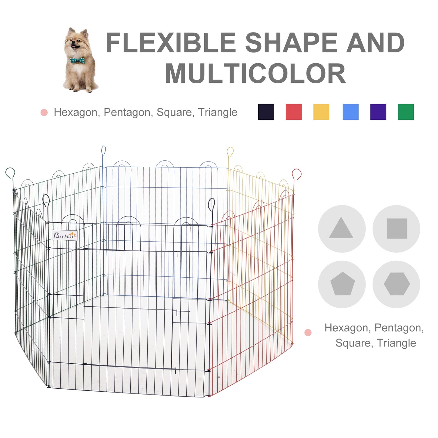 PawHut Foldable Pet Playpen Puppy Pen w/ Door Metal Indoor & Outdoor