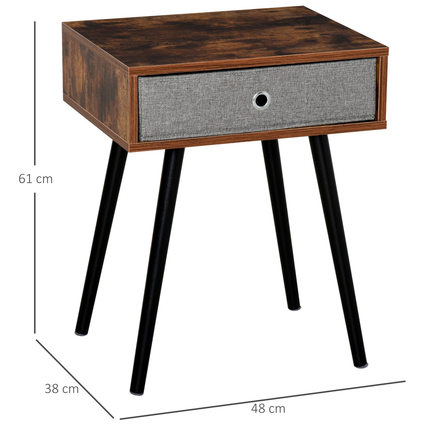 HOMCOM Retro Side Table End Table Nightstand with Removable Fabric Drawer Living Room