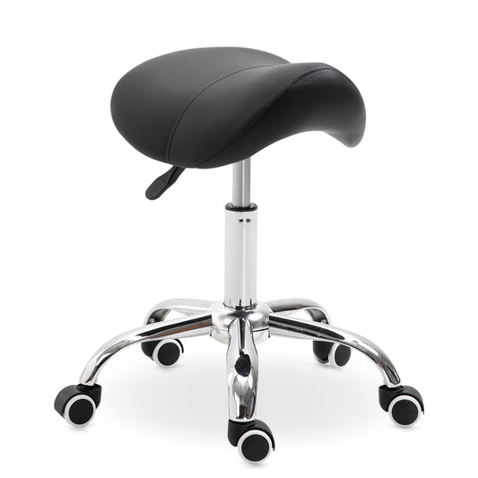 HOMCOM PU Leather Height Adjustable Swivel Salon Stool Black
