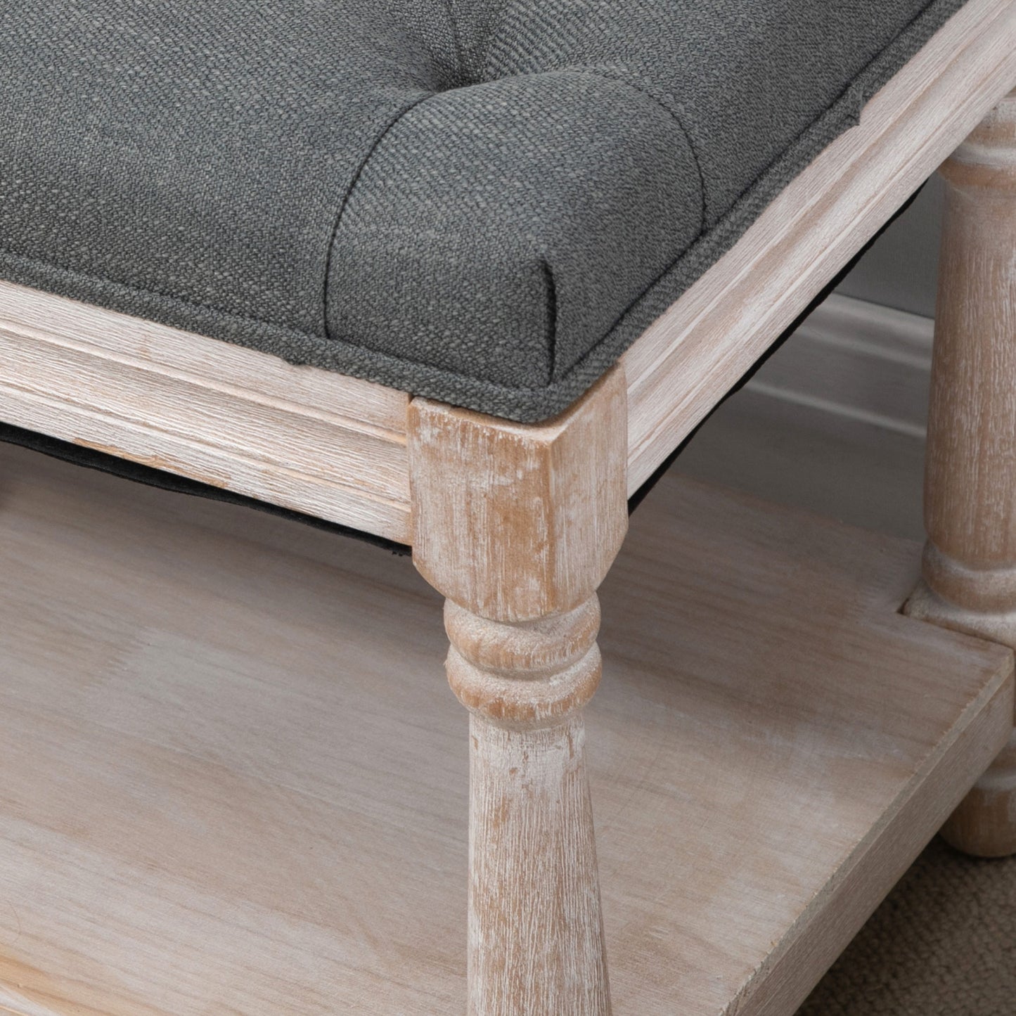 HOMCOM Shoe Rack Bench w/ Button Tufted Seat Cushion for Hallway Bedroom Grey