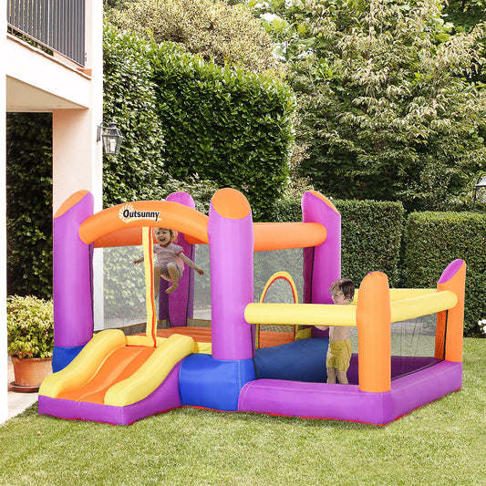 Outsunny Bounce Castle Inflatable Trampoline Slide Pool with inflator 3 x 2.8 x 1.7m