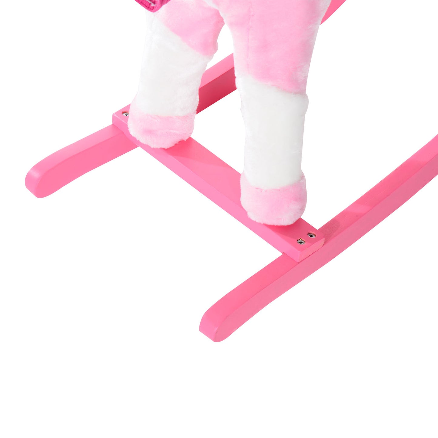 HOMCOM Children Plush Rocking Horse with Sound-Pink