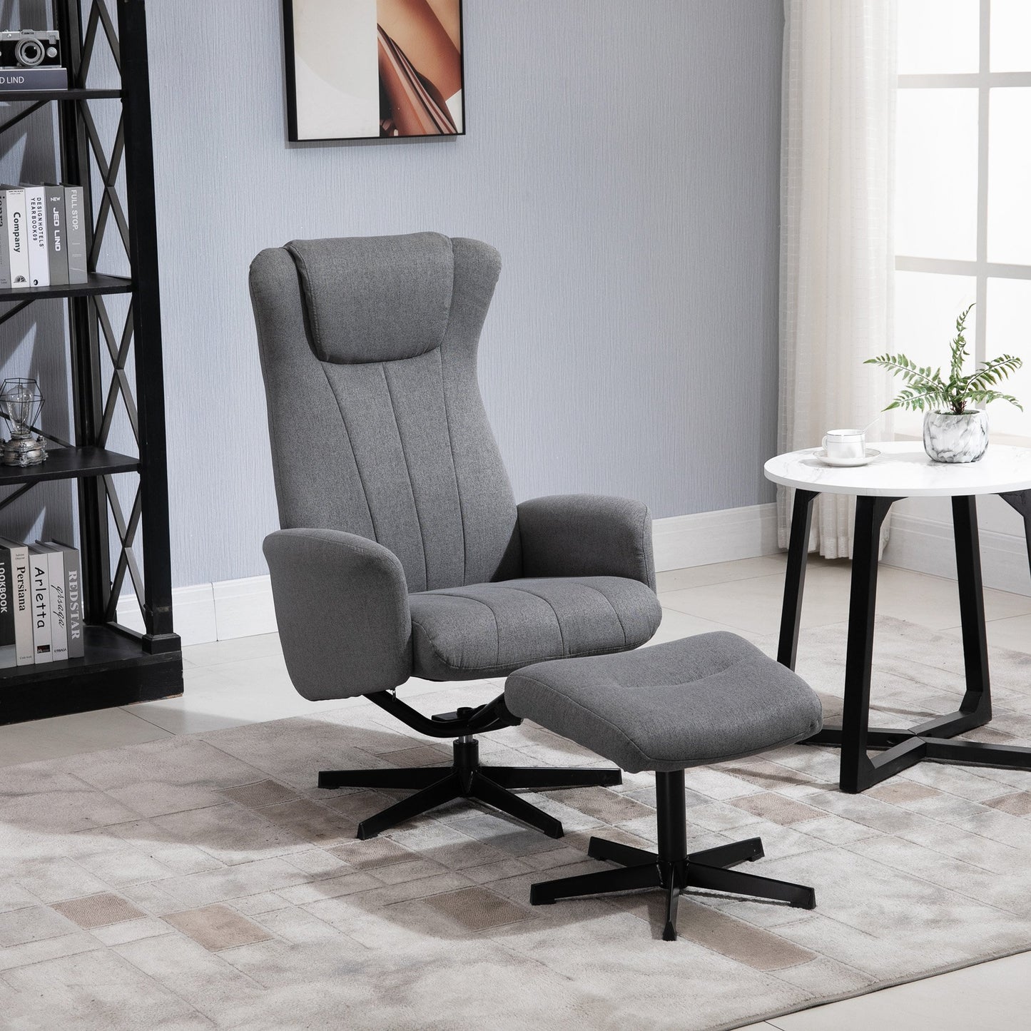 HOMCOM Recliner and Ottoman with 135° Adjustable Backrest for Home Office Dark Grey