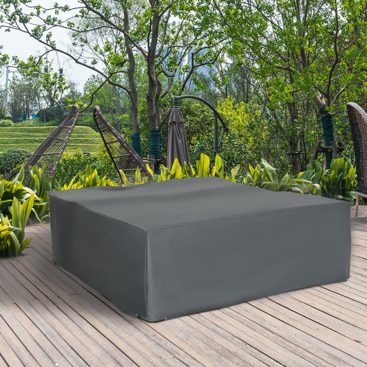 Outsunny 205x192cm Outdoor Garden Rattan Furniture Protective Cover Water UV Resistant Grey