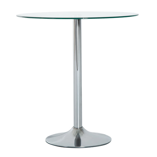 HOMCOM Round Dining Table Modern Dining Room Table with Tempered Glass Top Steel Base Space Saving Small Bar Table