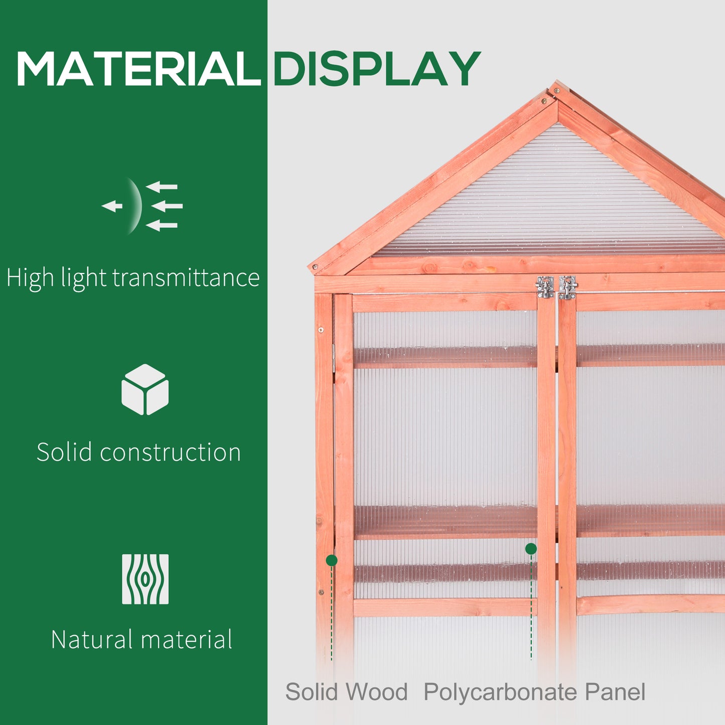 Outsunny Wooden Cold Frame Greenhouse for Plants PC Board Outdoor 80 x 47 x 138cm Orange