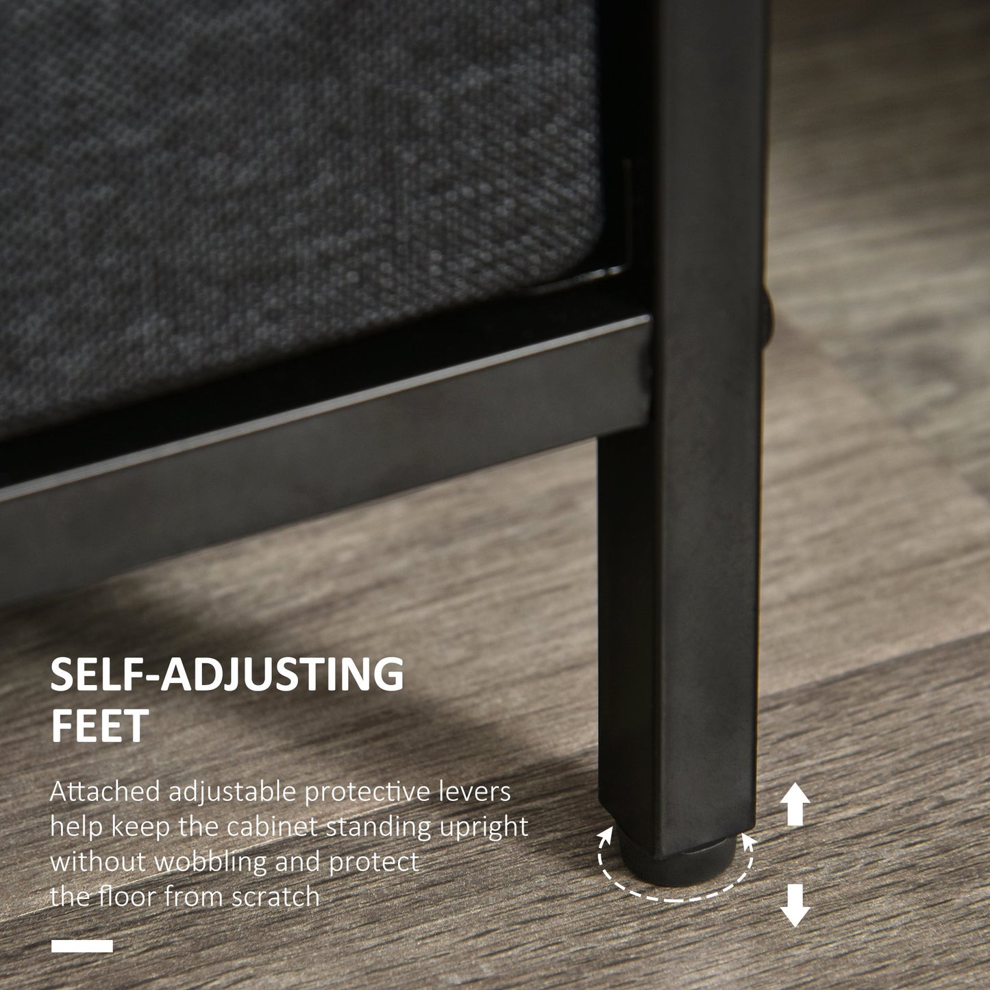 HOMCOM Chest of Drawers Bedroom Unit Storage Cabinet with 4 Fabric Bins for Living Room, Bedroom and Entryway, Black