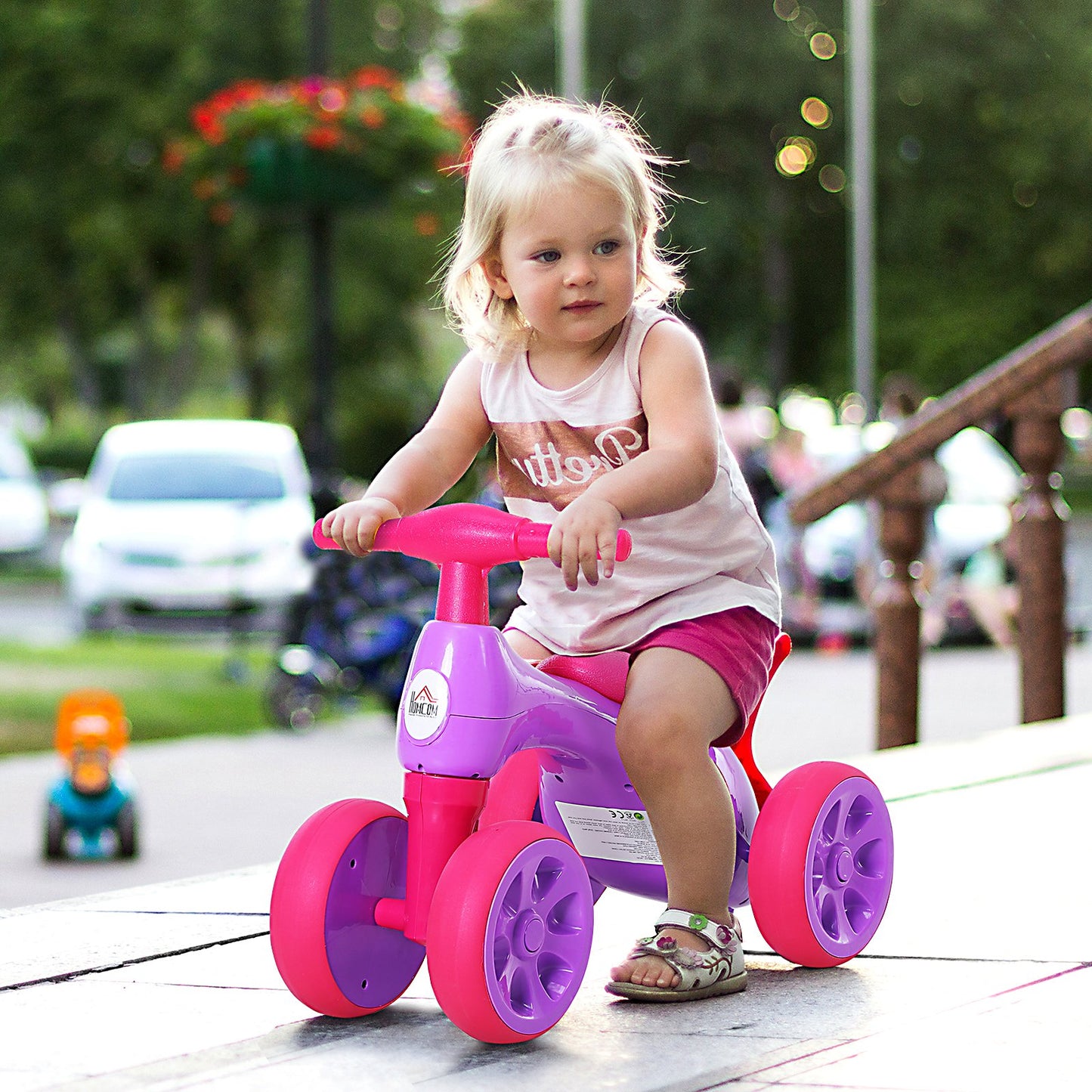 HOMCOM Toddler Training Walker Balance Ride-On Toy with Rubber Wheels Purple