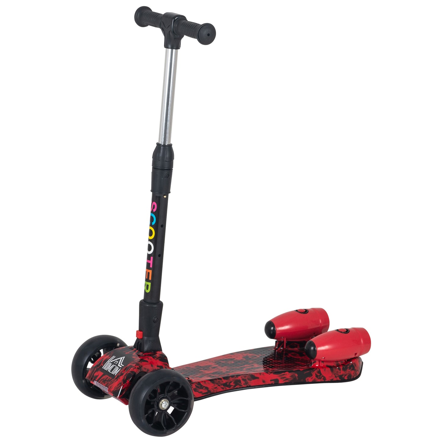 HOMCOM Kids Tri-Wheel Plastic Scooter w/ Engine-Look Water Spray Red