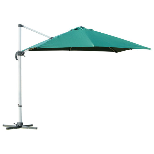 Outsunny 3m Cantilever Aluminium Frame 360 Rotation Hanging Parasol Green