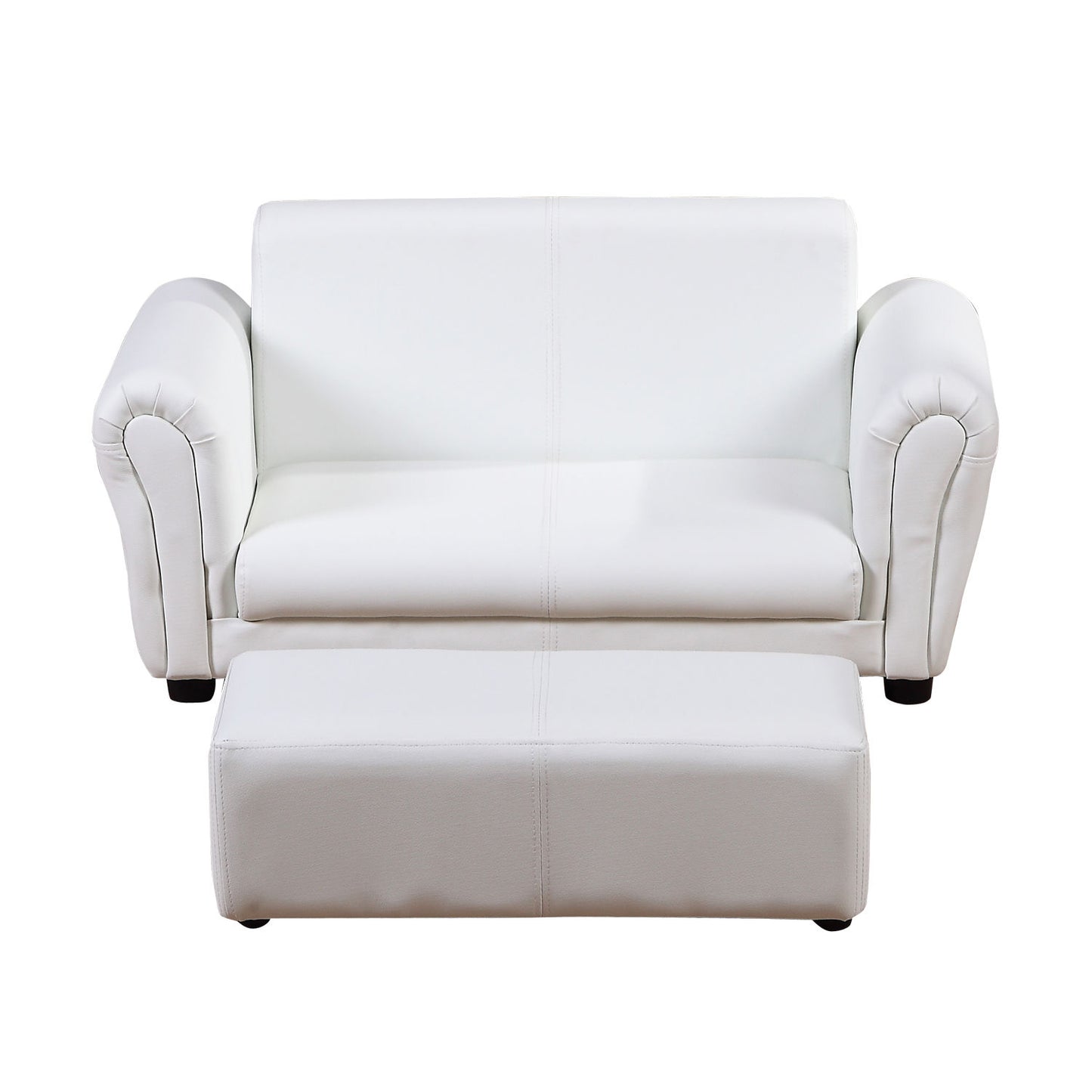 HOMCOM Kids PVC 2-Seater Mini Sofa Set w/ Footstool White