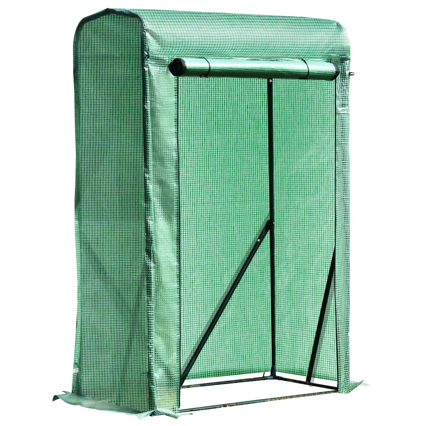 Outsunny 100x50x150cm PVC Grid Cover Steel Frame Greenhouse Green