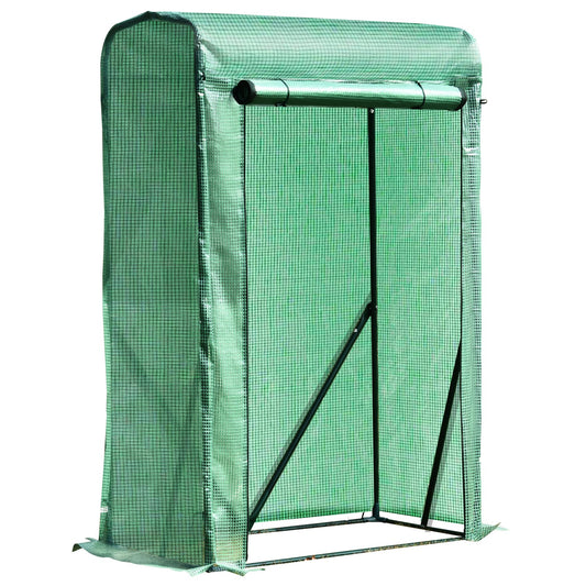 Outsunny 100x50x150cm PVC Grid Cover Steel Frame Greenhouse Green