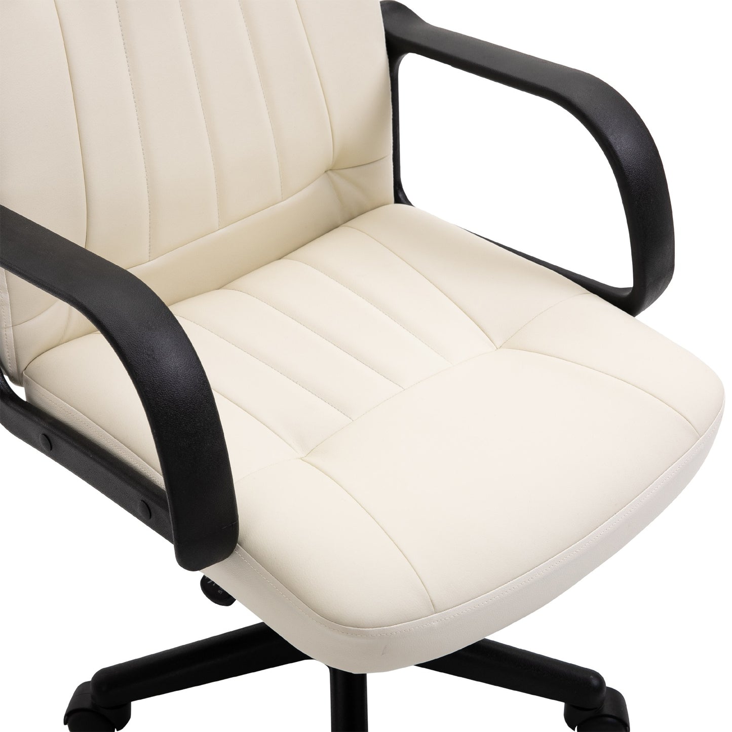 HOMCOM PU Leather Swivel Home Office Chair Cream