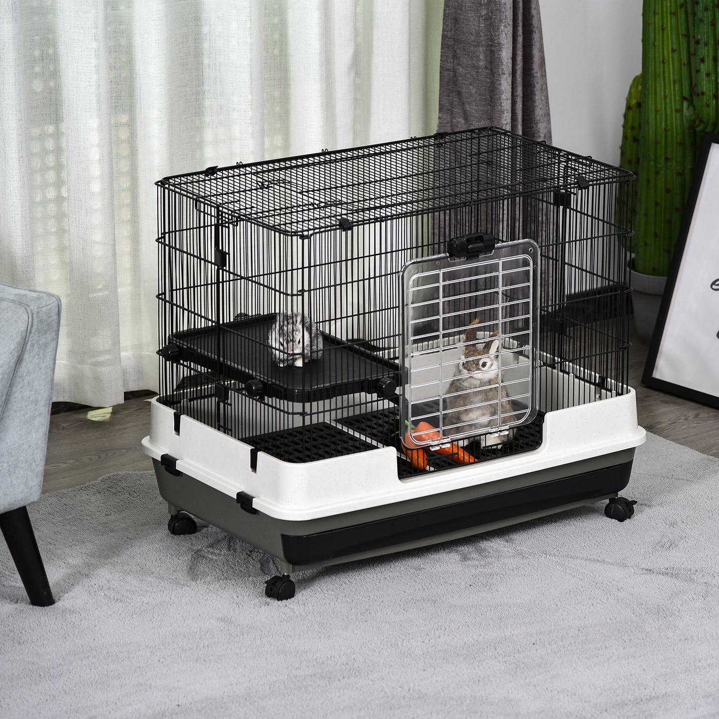 Wire rabbit cage with hot sale tray