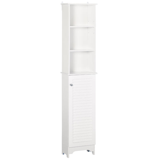 HOMCOM Freestanding 6-Tier Tall Bathroom Storage Cabinet White