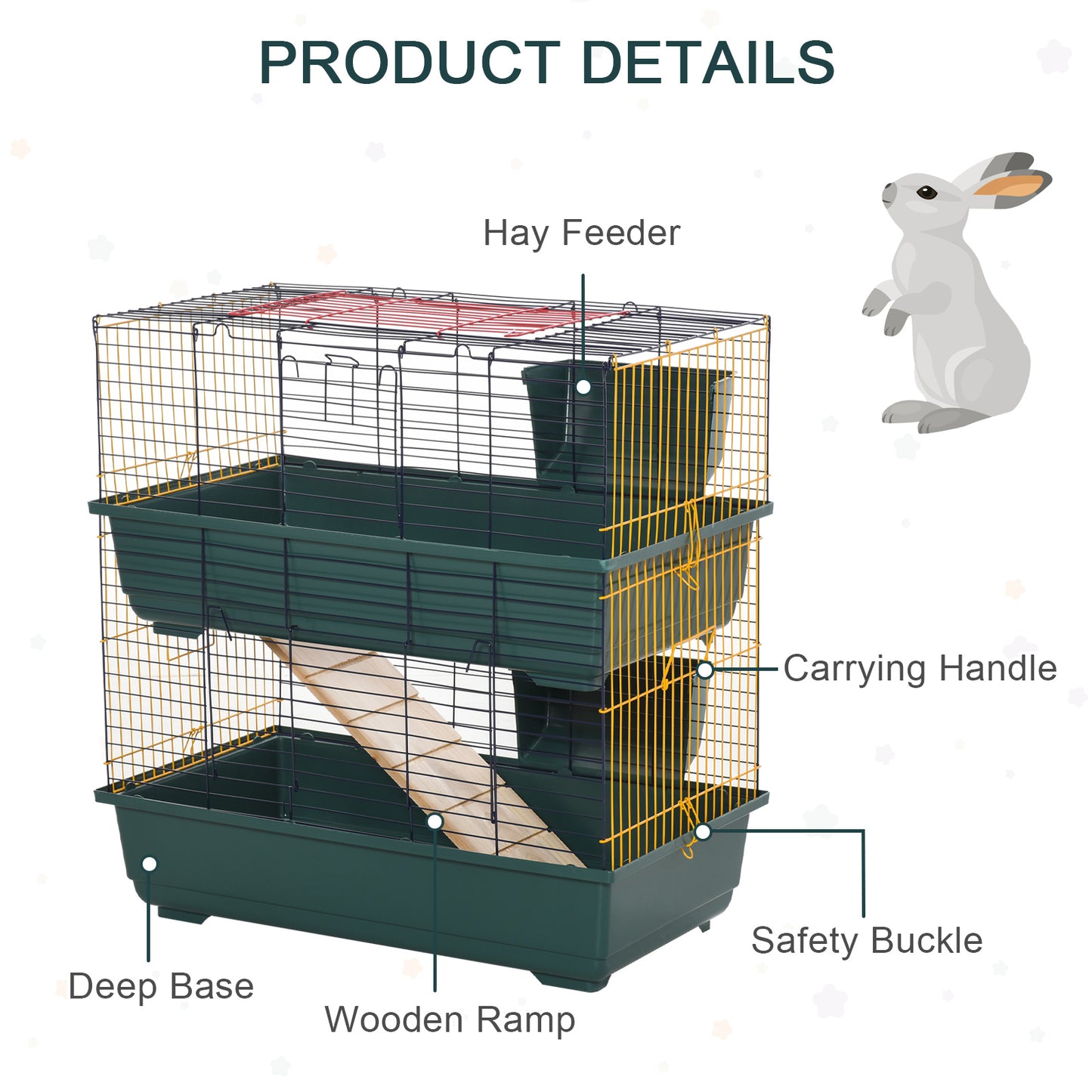 PawHut 2-Story Large Small Animal Cage w/ Accessories for Chinchillas Puppy Guinea Pig