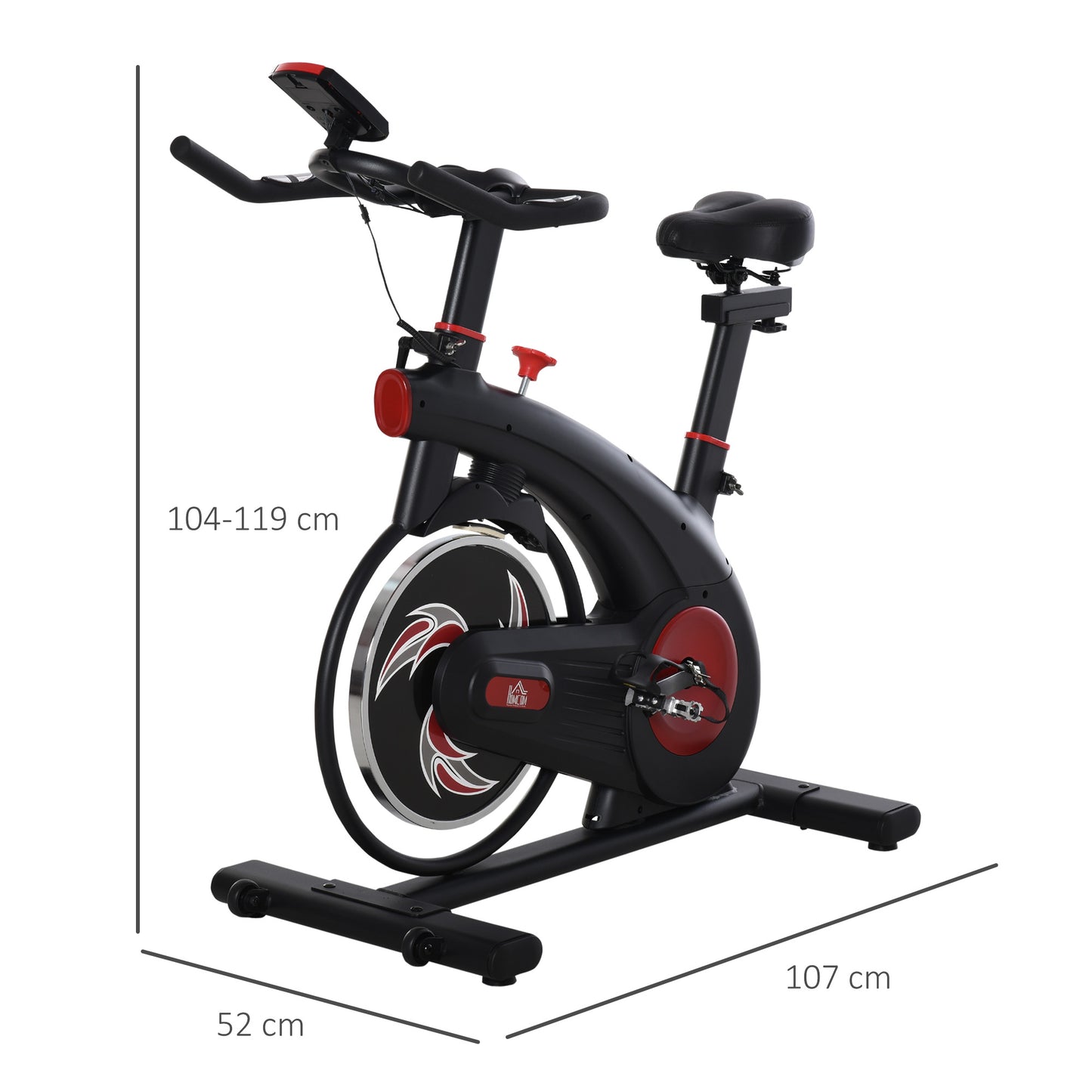 HOMCOM Upright Exercise Bike Trainer with Adjustable Resistance Seat Racing Bike Handlebar LCD Display 8 Kg Flywheel