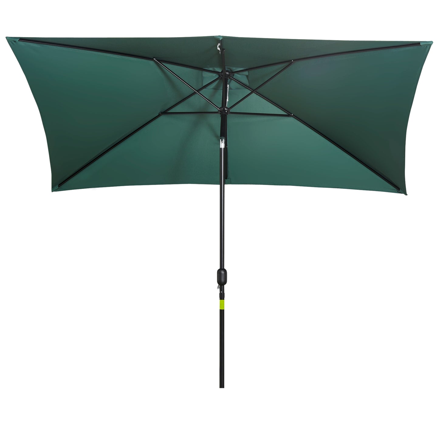 Outsunny 3x2m Patio Umbrella Canopy Tilt Crank Rectangular Sun Shade Steel Green