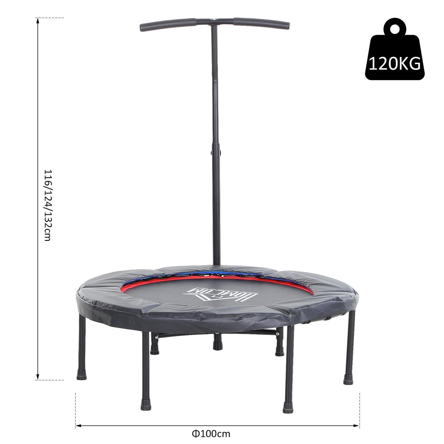 HOMCOM Trampoline Rebounder Adjustable Jumper, 39"-Black