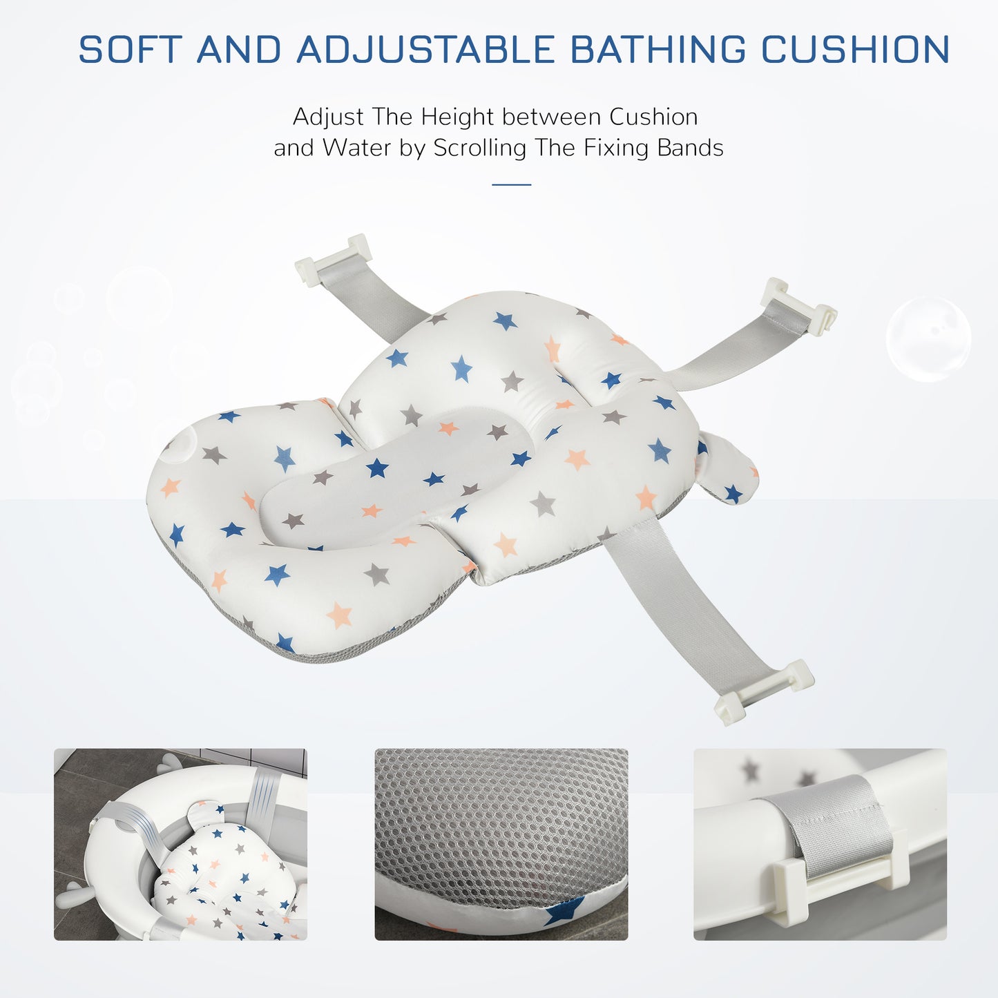 HOMCOM Foldable Portable Baby Bathtub w/ Baby Bath Temperature-Induced Water Plug for 0-3 years