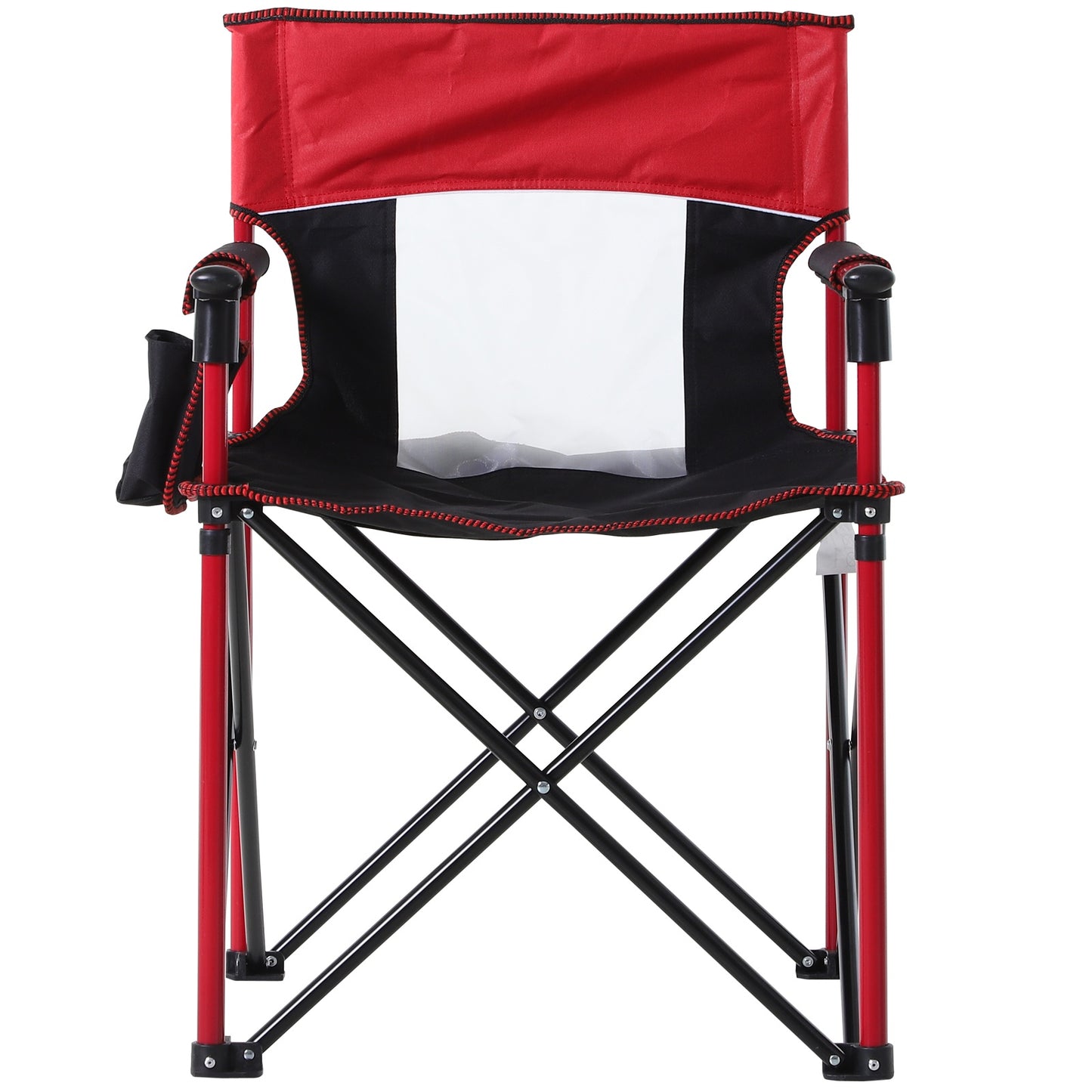 Outsunny Metal Frame Sponge Padded Folding Camping Chair w/ Pockets Red
