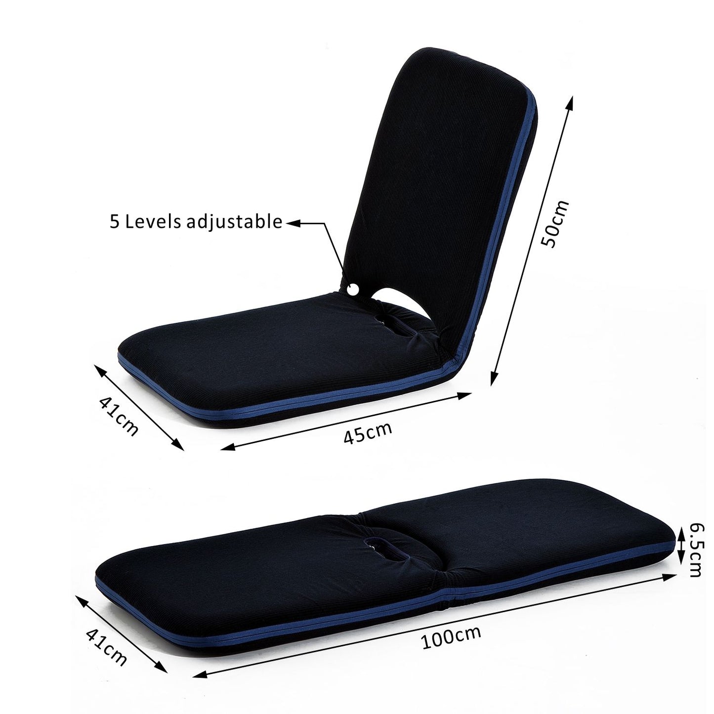 HOMCOM Steel Foldable Floor Backrest Chair Blue
