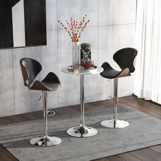 HOMCOM Bar Table Ø60cm Adjustable Height Round Bistro Table w/ Swivel Top Metal Frame Counter Surface Stylish Kitchen Conservatory White