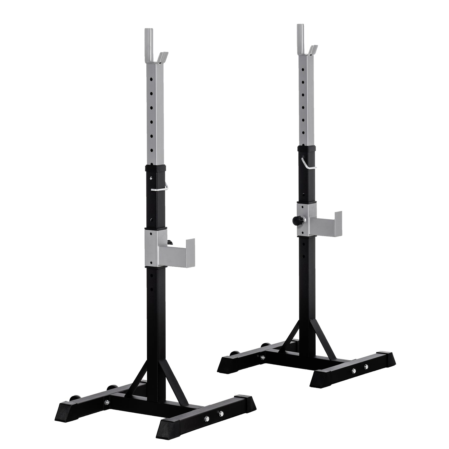 HOMCOM 2 Pairs of Barbell Squat Rack Portable Stand Weight Lifting Bench w/ Wheels
